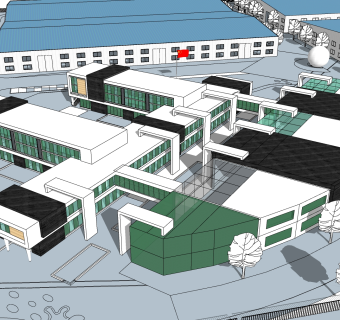 现代办公楼规划草图大师模型，办公楼规划sketchup模型免费下载