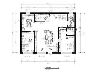 美式-三室两厅施工图