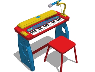 现代<em>儿童</em>钢琴桌椅草图大师模型，<em>儿童</em>桌椅su模型下载