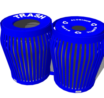 现代金属垃圾桶草图大师模型，垃圾桶SU模型下载