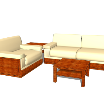 行政办公大楼沙发SU模型，多人沙发skp模型下载