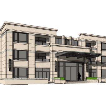 现代办公楼草图大师模型，办公楼sketchup模型免费下载