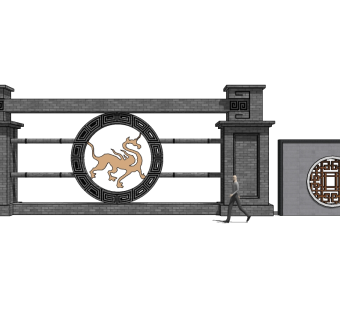 现代景观墙草图大师模型，景墙sketchup模型下载