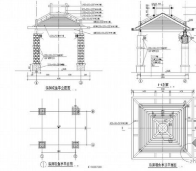 园林景<a href=https://www.yitu.cn/su/7053.html target=_blank class=infotextkey>亭</a>施工详图