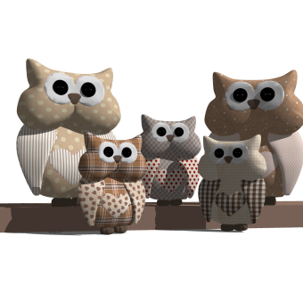 布艺猫头鹰摆件草图大师模型,现代装饰品su模型下载