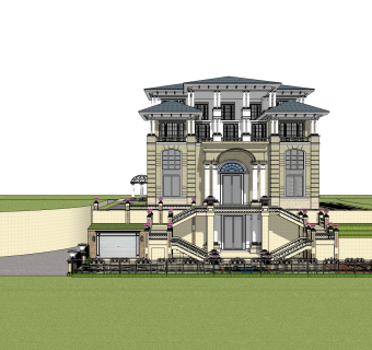 欧式别墅su模型，别墅草图大师模型下载