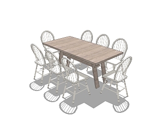 现代餐桌椅<em>免费</em>su模型，餐桌椅<em>草图大师</em>模型下载