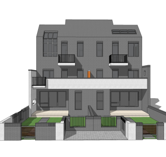 现代独栋别墅草图大师模型下载，独栋别墅sketchup模型