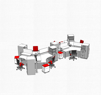 办公桌草图大师模型，办工桌sketchup模型，办工桌su素材下载