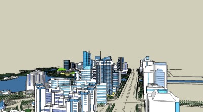 现代城市规划设计草图大师模型，城市规划sketchup模型