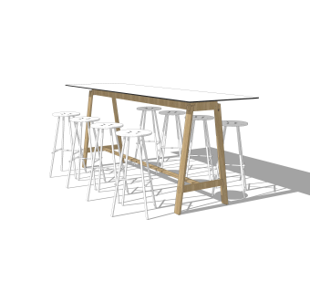 现代吧台椅组合草图大师模型，桌椅sketchup模型下载