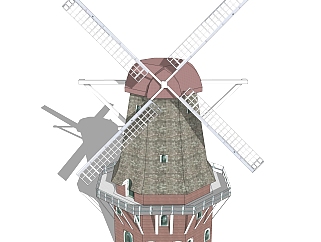 現代大型風車sketchup模型，風車草圖大師模型下載