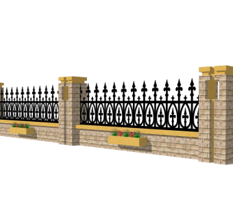 欧式景观墙围墙草图大师模型，景观墙围墙sketchup模型下载