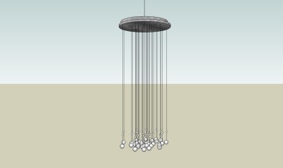  现代水晶灯SU模型，水晶灯草图大师模型下载