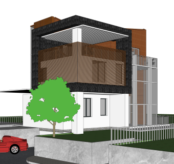 现代独栋别墅草图大师模型下载，别墅外观sketchup模型分享