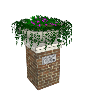 欧式花钵盆栽免费su模型下载、欧式花钵盆栽草图大师模型下载