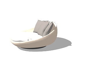 现代躺椅SU免费模型，<em>现代白色</em>简约躺椅sketchup模型