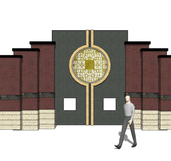 欧式景观墙草图大师模型，景墙sketchup模型下载