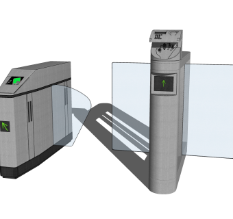 现代通道翼闸防尾随速通门su模型，翼闸skp文件下载