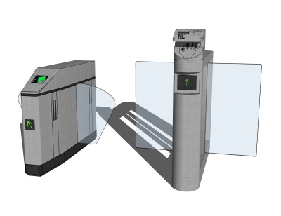 现代通道翼闸防尾随速通门su模型，翼闸skp文件下载