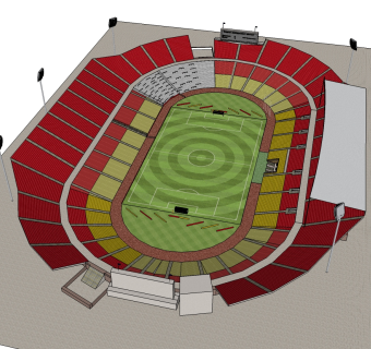 田径场草图大师模型,田径场SU模型下载