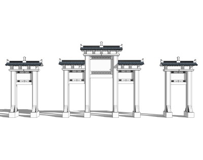 现代牌坊牌楼su模型下载，入口大门sketchup模型分享