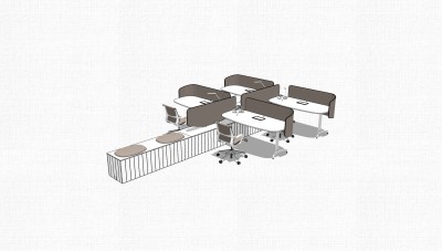 现代屏风办工桌sketchup模型，办工桌su模型，办工桌草图大师素材下载