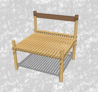 现代实木背靠椅su模型，椅子草图大师模型下载