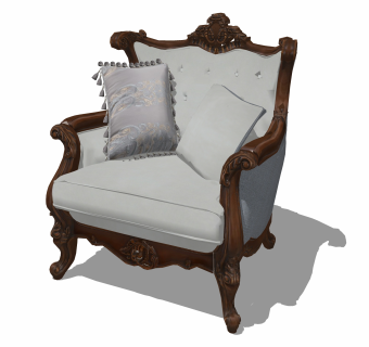 欧式单人沙发免费su模型，单人沙发skb文件下载