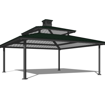 工业风金属雨棚sketchup模型，金属雨棚草图大师模型下载