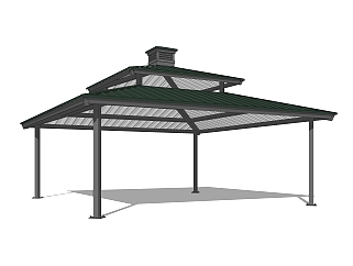 工业风金属雨棚sketchup模型，金属雨棚草图大师模型下载