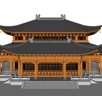 中式古建阁楼草图大师模型下载、古建阁楼草图大师模型下载