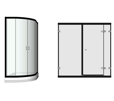 淋浴门草图大师模型，浴室门SU模型下载