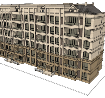 欧式公寓sketchup模型，公寓草图大师模型下载