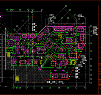 现代酒店中餐厅整套cad图纸，餐厅cad竣工图下载