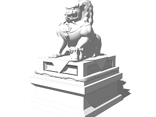 现代石<em>狮子雕塑</em>草图大师模型，雕塑sketchup模型下载