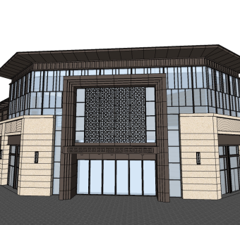 现代售楼处skb模型分享，售楼中心SU模型下载