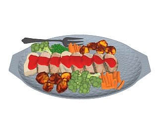 现代<em>牛肉</em>蔬菜sketchup模型，食品草图大师模型下载