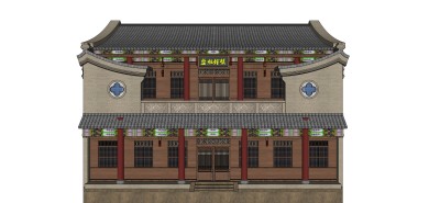 中式古建客栈草图大师模型下载、古建客栈su模型下载