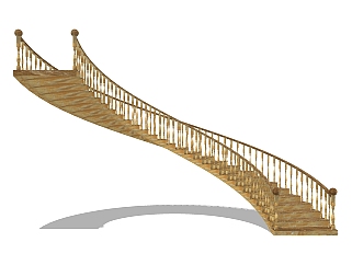 实木弧形<em>楼梯sketchup模型</em>免费下载
