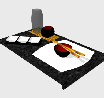  现代 餐具草图大师模型，餐具sketchup模型下载