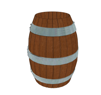 欧式实木酒桶sketchup模型，厨具草图大师模型下载