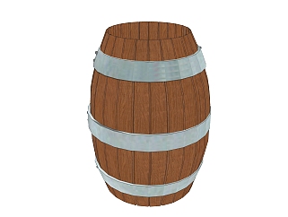 欧式实木酒桶sketchup模型，厨具草图大师模型下载
