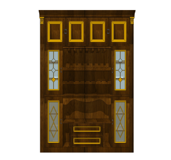 中式实木酒柜草图大师模型，酒柜sketchup模型下载