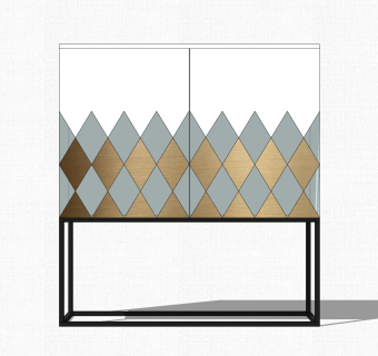 现代轻奢装饰柜单柜草图大师模型，玄关柜sketchup模型免费下载