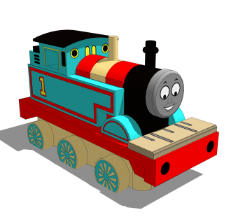 现代托马斯小火车草图大师模型，玩具su模型下载