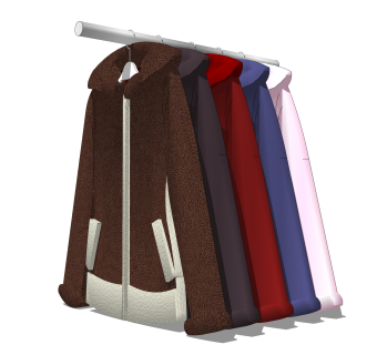 现代大衣外套服饰草图大师模型,服装店衣架su模型下载