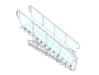 现代<em>钢结构玻璃</em>单跑楼梯草图大师模型，钢结构单跑楼梯...