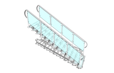 现代钢结构玻璃单跑楼梯草图大师模型，钢结构单跑楼梯sketchup模型免费下载