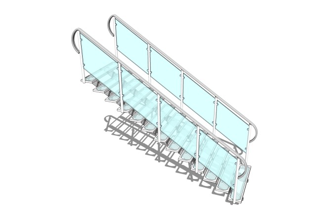 现代钢结构玻璃单跑楼梯草图大师模型，钢结构单跑楼梯sketchup模型免费下载